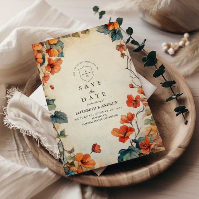 Reserve A Data Trailing Floral Autumn Wedding (Criador carregado)