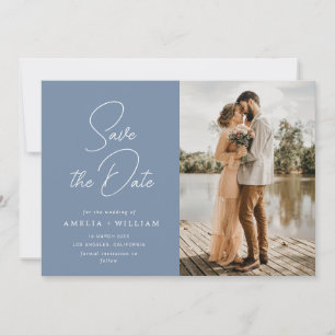 Reserve A Data Trendendo a inscrição do casamento azul empoeirado