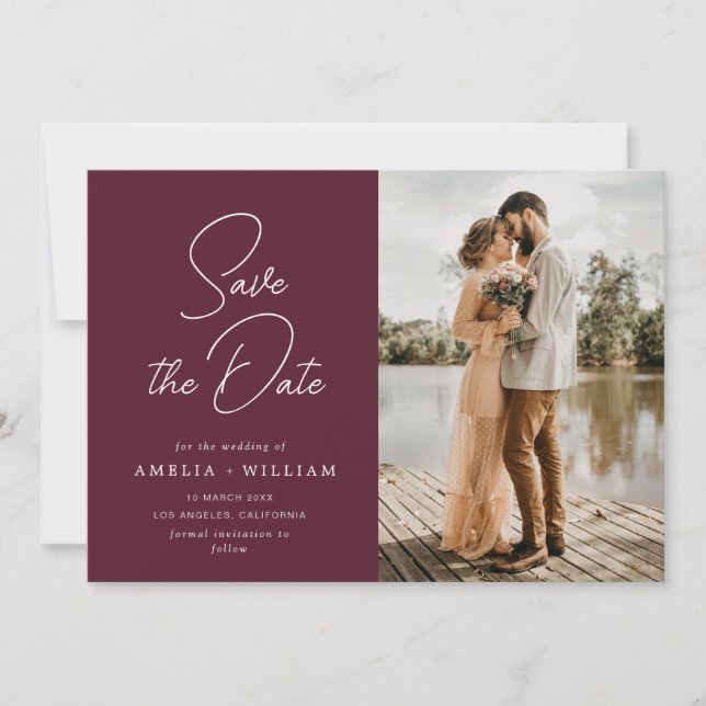 Reserve A Data Trendtering lettering burgundy casamento Salve a d (Frente)