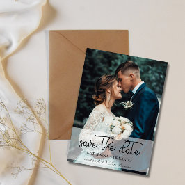 Reserve A Data Trendy Black and White Full Photo Art Wedding