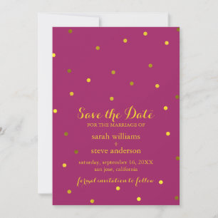 Reserve A Data Trendy Fuchsia Faux Gold Foil Pontos Salvem a Data