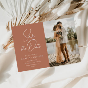 Reserve A Data Trendy lettering terracotta casamento Salve a data