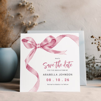 Reserve A Data Trendy Pink Bow Graduation