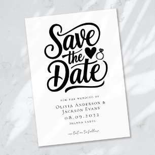 Reserve A Data Trendy Typografia Ring Heart Wedding