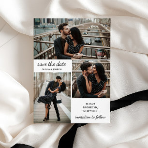 Reserve A Data Três Fotos e Casamento de Roteiro Moderno