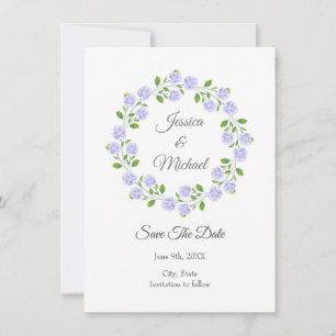 Reserve A Data Três Hydrangeas Watercolor Floral Wreath
