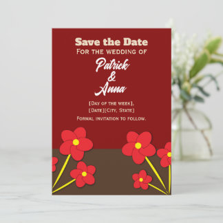 Reserve A Data Trio de Flores Vermelhas Minimalistas Design