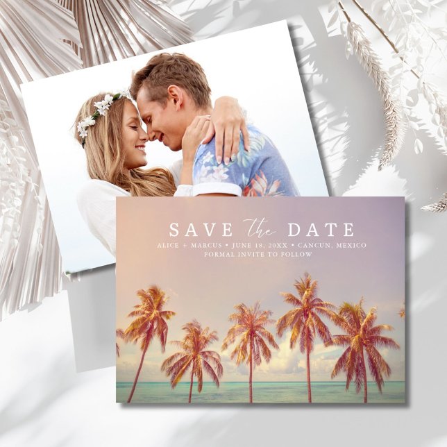 Reserve A Data Tropical Beach Destination Wedding Photo (Tropical Beach Destination Wedding Photo Save The Date)