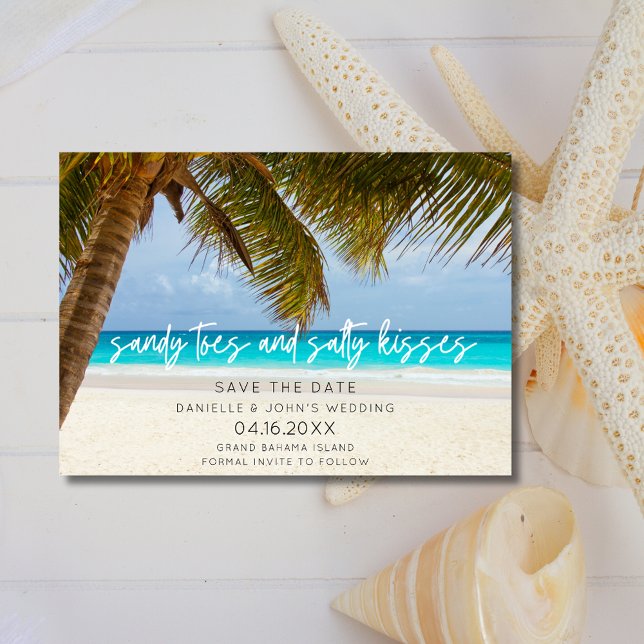 Reserve A Data Tropical Beach Salty Kisses Casamento Salve A Data (Tropical Beach Salty Kisses Wedding Save The Date)