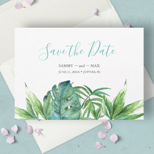 Reserve A Data Tropical Chic Aguarela Folhagens Salve a Data