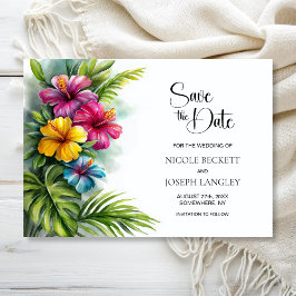 Reserve A Data Tropical Hibiscus Wedding Save the Date