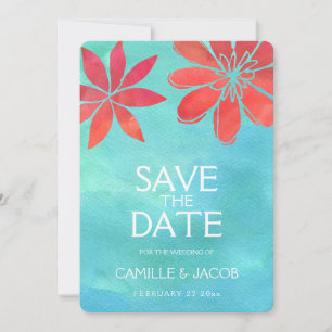 Reserve A Data Tropical Ocean Watercolor Floral Salvar a Data
