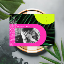 Tropical Palm Neon Arches Monograma Salvar Data