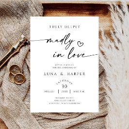 Reserve A Data Truly Deeply Madly In Love Elegant Wedding Invite