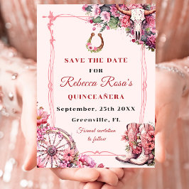 Reserve A Data Turco Rosa Boho Ocidental Charra Tema Quinceanera