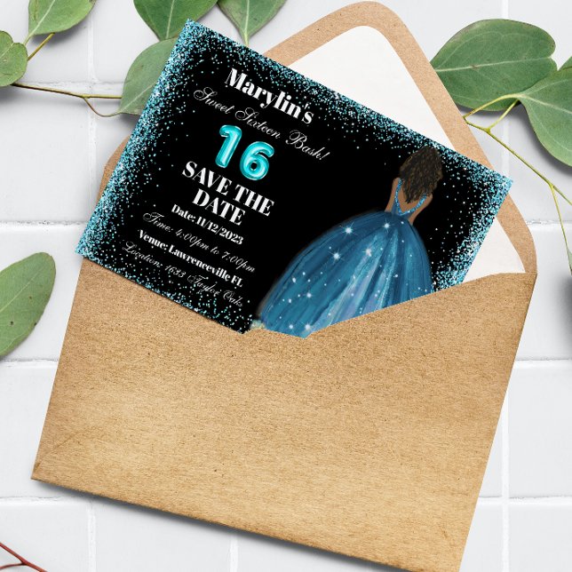 Reserve A Data Turquesa Glitter Princess Sweet 16 Foil Balon (Criador carregado)