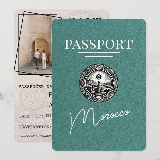 Reserve A Data Turquesa Passaporte Marrocos Exceto Data (Frente/Verso)