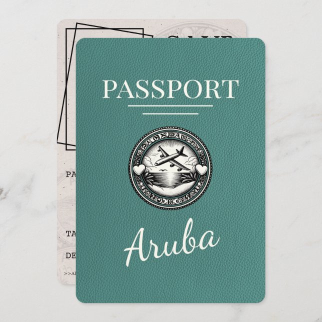 Reserve A Data Turquoise Aruba Passport Salvar Data (Frente/Verso)