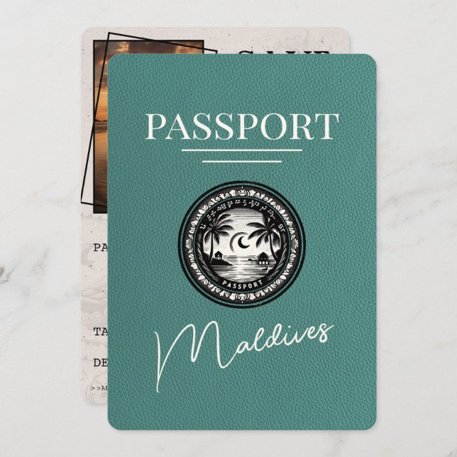 Reserve A Data Turquoise Maldives Passaporte Salvar Data (Frente/Verso)