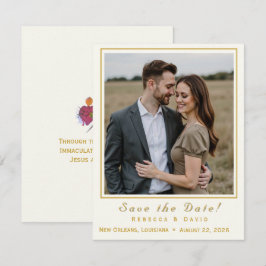 Reserve A Data Two Hearts Catholic Flat Save The Date Card