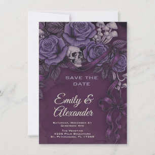 Reserve A Data Um Amor, Design de Casamento Plum Gothic