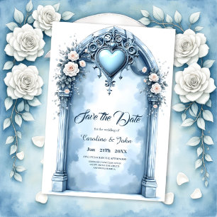 Reserve A Data Um arco azul claro-ornamentado com sotaques florai