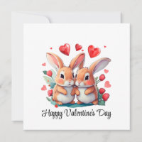 Um casal de coelhos engraçados de aquarela