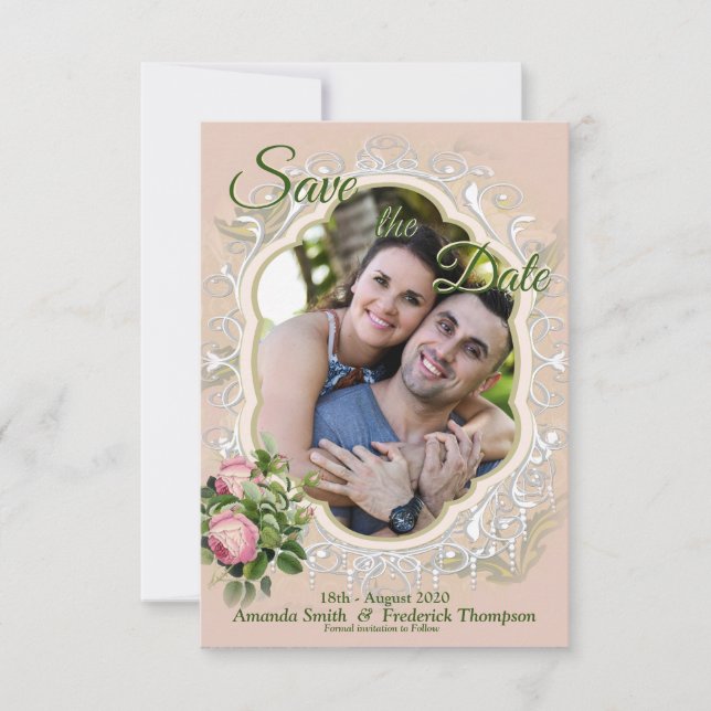 Reserve A Data Um Jardim Bush Vitoriano Verde Salve a Data (Frente)