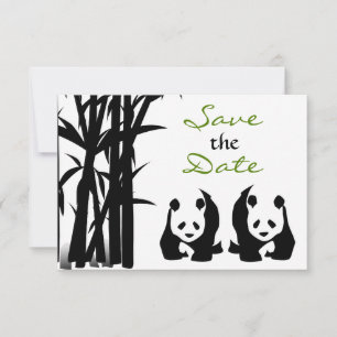 Reserve A Data Ursos Panda e Bambu Casamento Save the Date