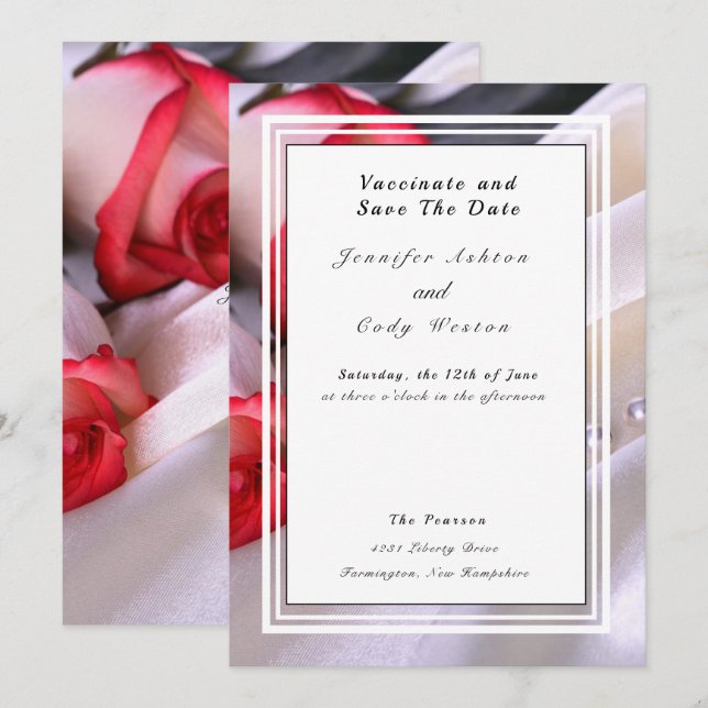 Reserve A Data Vacinar Deixar Quarentena Por Trás De Rosas De Cas (Frente/Verso)