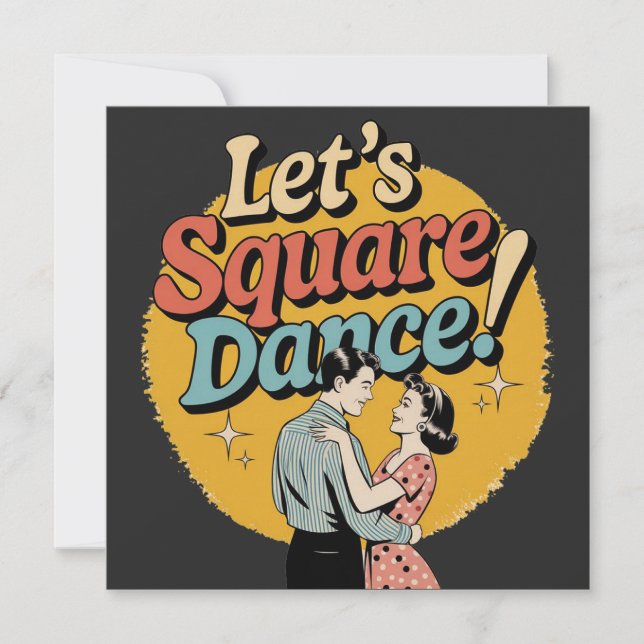 Reserve A Data Vamos Dançar Quadrado Presente retro de dança quad (Frente)