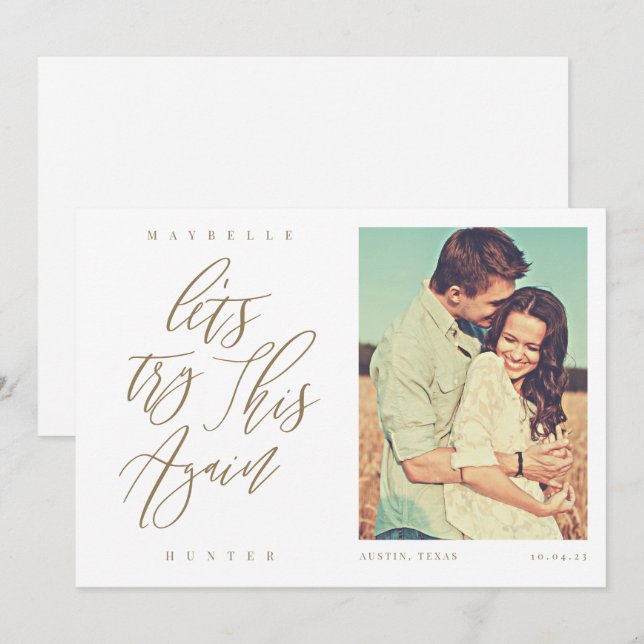 Reserve A Data Vamos Tenta Novamente Esta Caligrafia e Foto Moder (Frente/Verso)