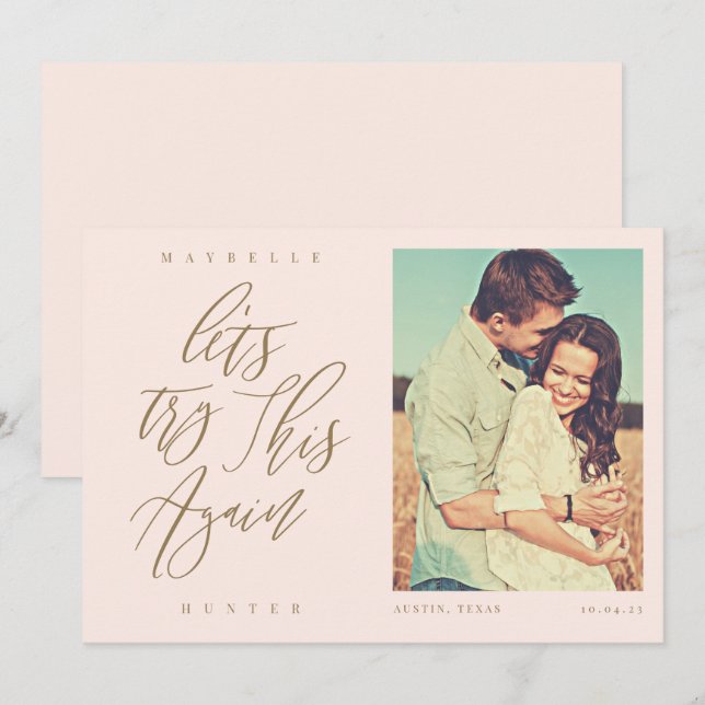 Reserve A Data Vamos Tentar Novamente Caligrafia Moderna & Foto (Frente/Verso)