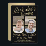 Reserve A Data Veja quem tem 55 fotos Douradas e pretas 2<br><div class="desc">Olha quem está fazendo 55 anos! Convide familiares e amigos para uma próxima celebração de 55 anos com fotos personalizadas para salvar os convites de festas de data. Imagens e textos neste modelo são simples de personalizar. (DICA DE IMAGEM: Uma maneira fácil de posicionar uma foto exatamente como você deseja...</div>