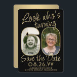 Reserve A Data Veja quem tem 60 fotos de preto e Dourado 2<br><div class="desc">Olha quem faz 60 anos! Convide familiares e amigos para uma próxima comemoração de 60 anos com fotos personalizadas para salvar os convites de festas de data. Imagens e textos neste modelo são simples de personalizar. (DICA DE IMAGEM: Uma maneira fácil de posicionar uma foto exatamente como você deseja é...</div>