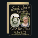 Reserve A Data Veja quem tem 65 fotos Douradas e pretas 2<br><div class="desc">Olha quem está fazendo 65 anos! Convide familiares e amigos para uma próxima comemoração de 65 anos com fotos personalizadas para salvar os convites de festas de data. Imagens e textos neste modelo são simples de personalizar. (DICA DE IMAGEM: Uma maneira fácil de posicionar uma foto exatamente como você deseja...</div>