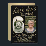 Reserve A Data Veja quem tem 65 fotos Douradas e pretas 2<br><div class="desc">Olha quem está fazendo 65 anos! Convide familiares e amigos para uma próxima comemoração de 65 anos com fotos personalizadas para salvar os convites de festas de data. Imagens e textos neste modelo são simples de personalizar. (DICA DE IMAGEM: Uma maneira fácil de posicionar uma foto exatamente como você deseja...</div>