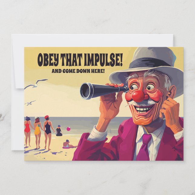 Reserve A Data Velho com Espirampo na Praia, Engraçado (Frente)