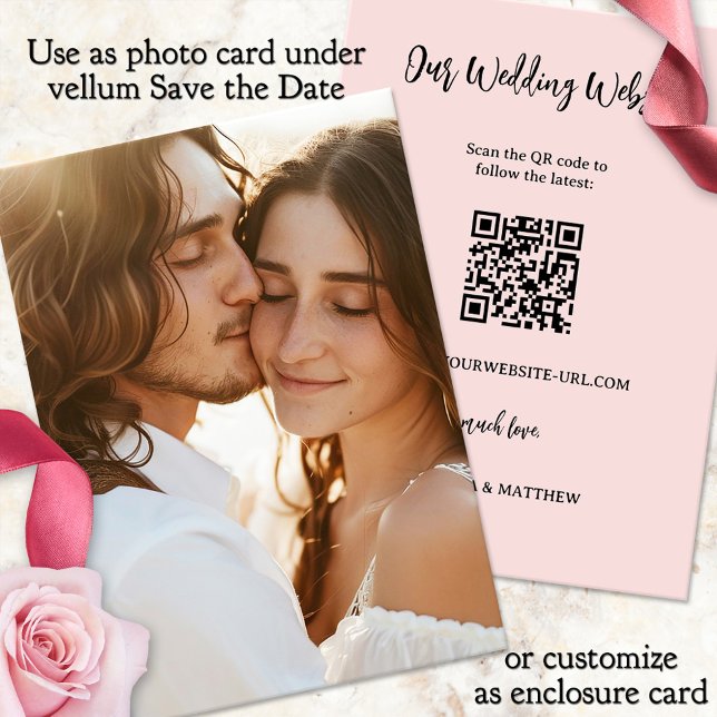 Reserve A Data Vellum Background Wedding Save the Date Photo (Photo background for a vellum wedding Save the Date card with QR code)