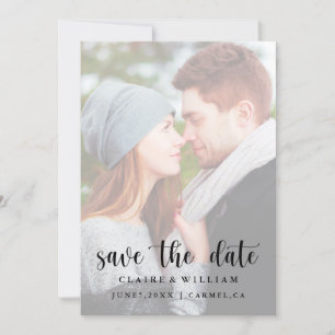 Reserve A Data Vellum Effect Vertical Photo Save the Date Card