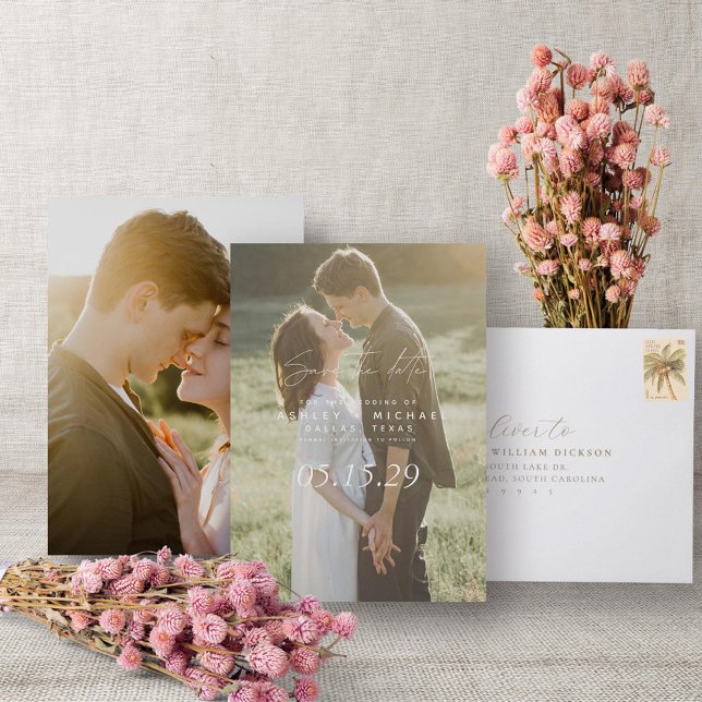 Reserve A Data Vellum Look Hand Lettered Typografia 2 Foto (Save the Date!)