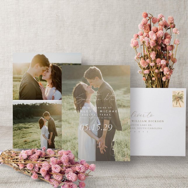 Reserve A Data Vellum Look Hand Lettered Typografia 3 Foto (Save the Date!)