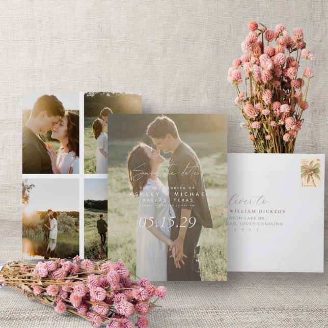 Reserve A Data Vellum Look Hand Lettered Typografia 5 Foto (Save the Date!)