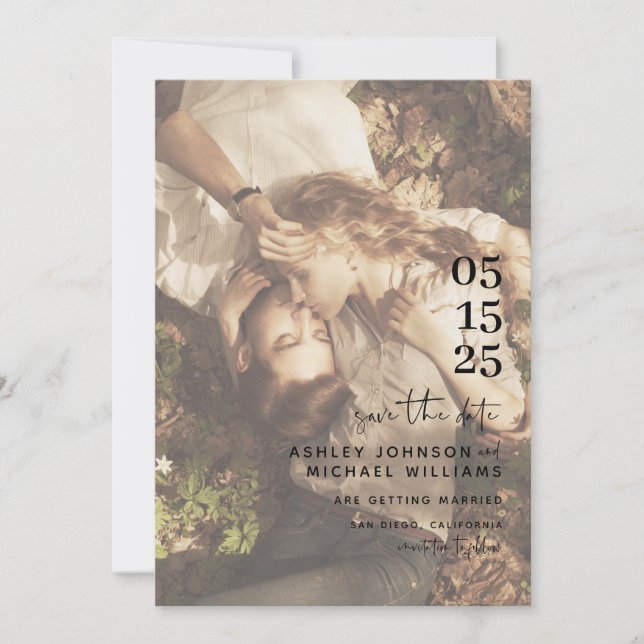 Reserve A Data Vellum Look Hand Lettered Typografia Fotográfica (Frente)