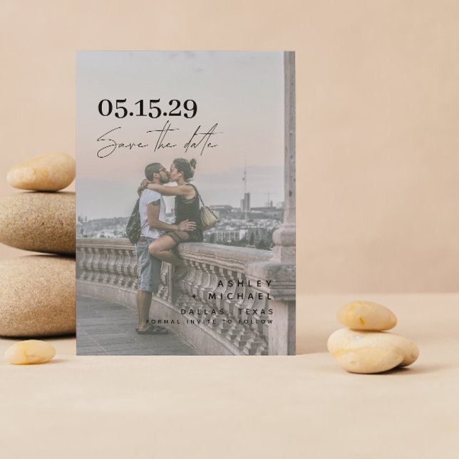 Reserve A Data Vellum Look QR Code Tipografia Fotografia (Set the Date! Elegant Wedding Save-the-Date 💌💍 [Personalize & Send])