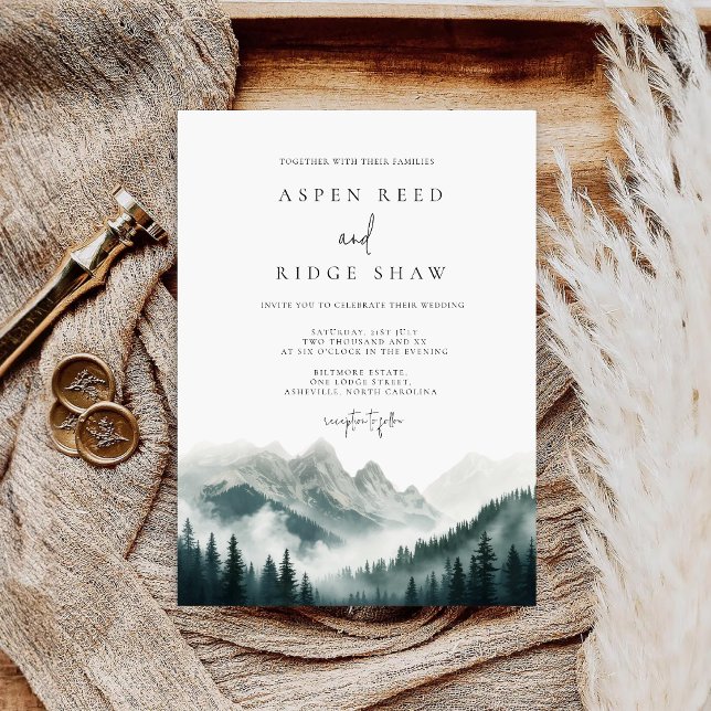Reserve A Data Verdant Peaks Misty Forest Invitation (Criador carregado)