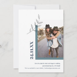 Reserve A Data Verde-Foto de Folha Minimalista