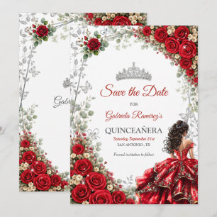 Reserve A Data Vermelha Quinceañera Borboletas Prateadas Salve A