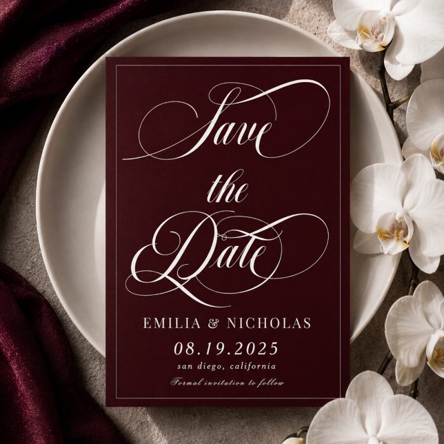 Reserve A Data Vermelho Escuro Romântico (Criador carregado)
