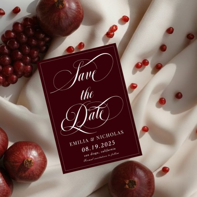 Reserve A Data Vermelho Escuro Romântico (Criador carregado)